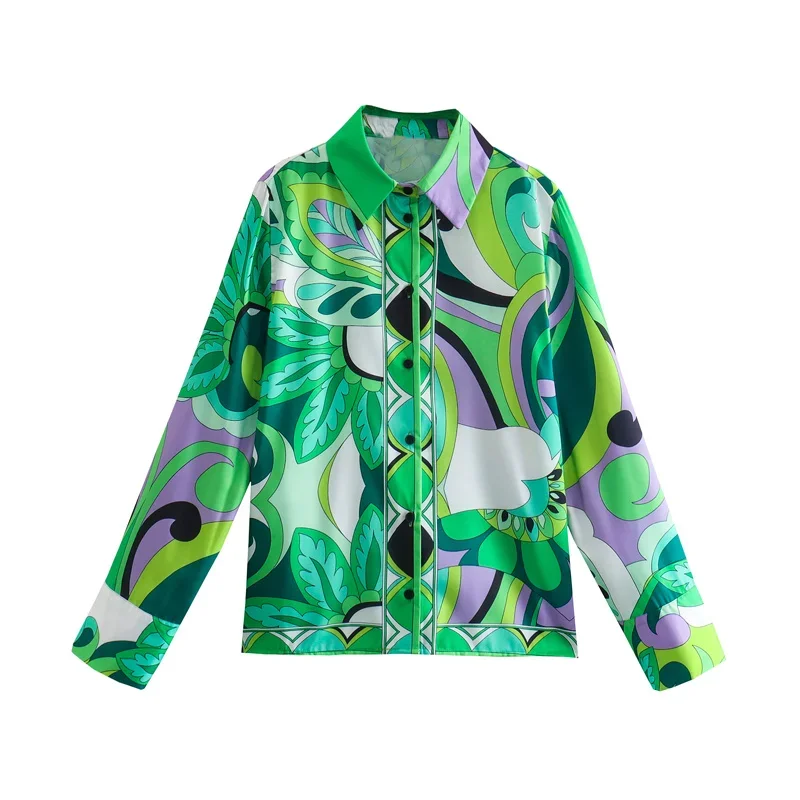 2025 Autumn European and American Style New Women's Printed Temperament Shirt Short Skirt Street Style Casual Fashion Suit