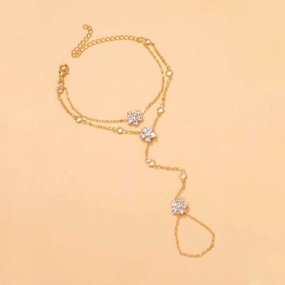 2025 الأزياء الإبداعية زهرة سوار للنساء هدية لذيذ اليد سلسلة قابل للتعديل العصرية البنصر سوار كريستال مجوهرات #3