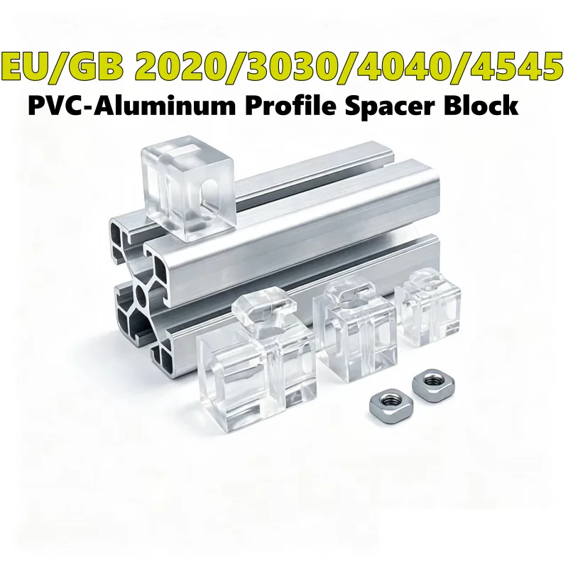 EU/GB 2020/3030/4040/4545 Aluminum Profile Transparent Plastic Particles Fastener PVC Interval Connecting Blocks Accessories