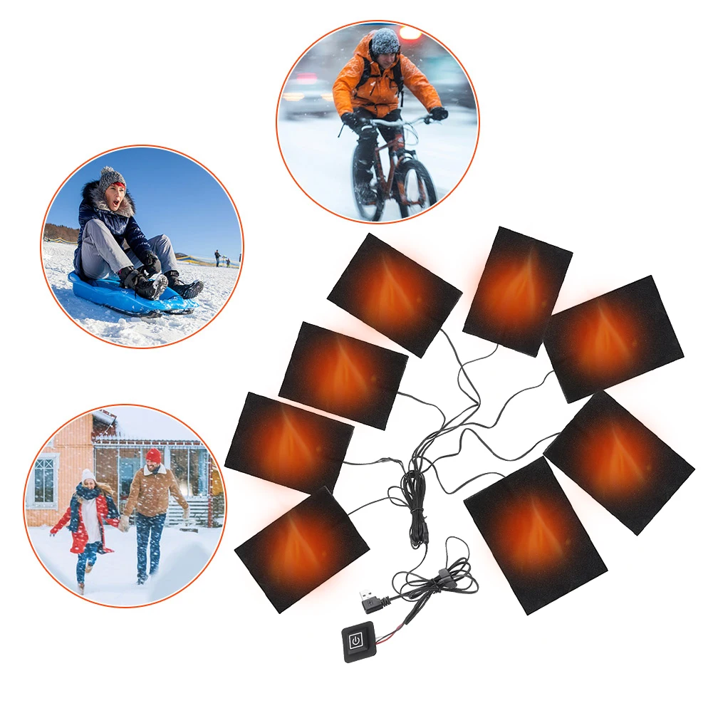 3 Levels Jacket Heater Pads Waterproof USB Heating Pads for DIY Heated Clothing for Outdoor Winter Camping Hiking Ski Cycling