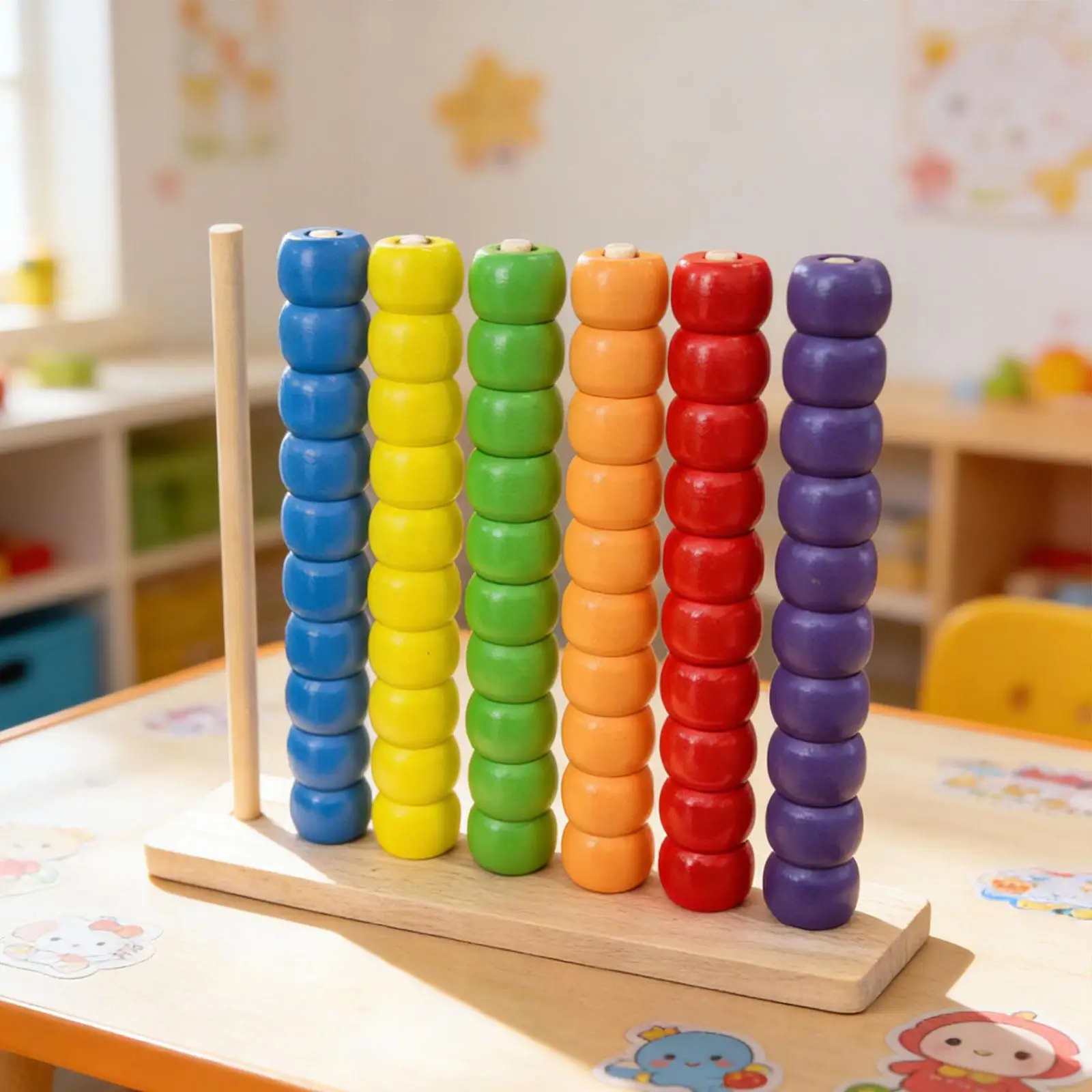

Деревянные игрушки для сортировки по цвету и складывания, развивающая игрушка для дошкольников, игры на счет и сопоставление цветов с бусинами для детей 2, 3, 4 лет