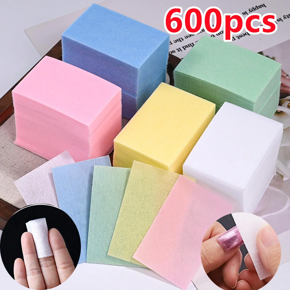 600 قطعة 6 Color100% وسادات قطنية لمسح الأظافر 4*5.9 سنتيمتر لينة خالية من الوبر مهنة مسمار CottonGel البولندية المتاح مسمار تنظيف أداة
