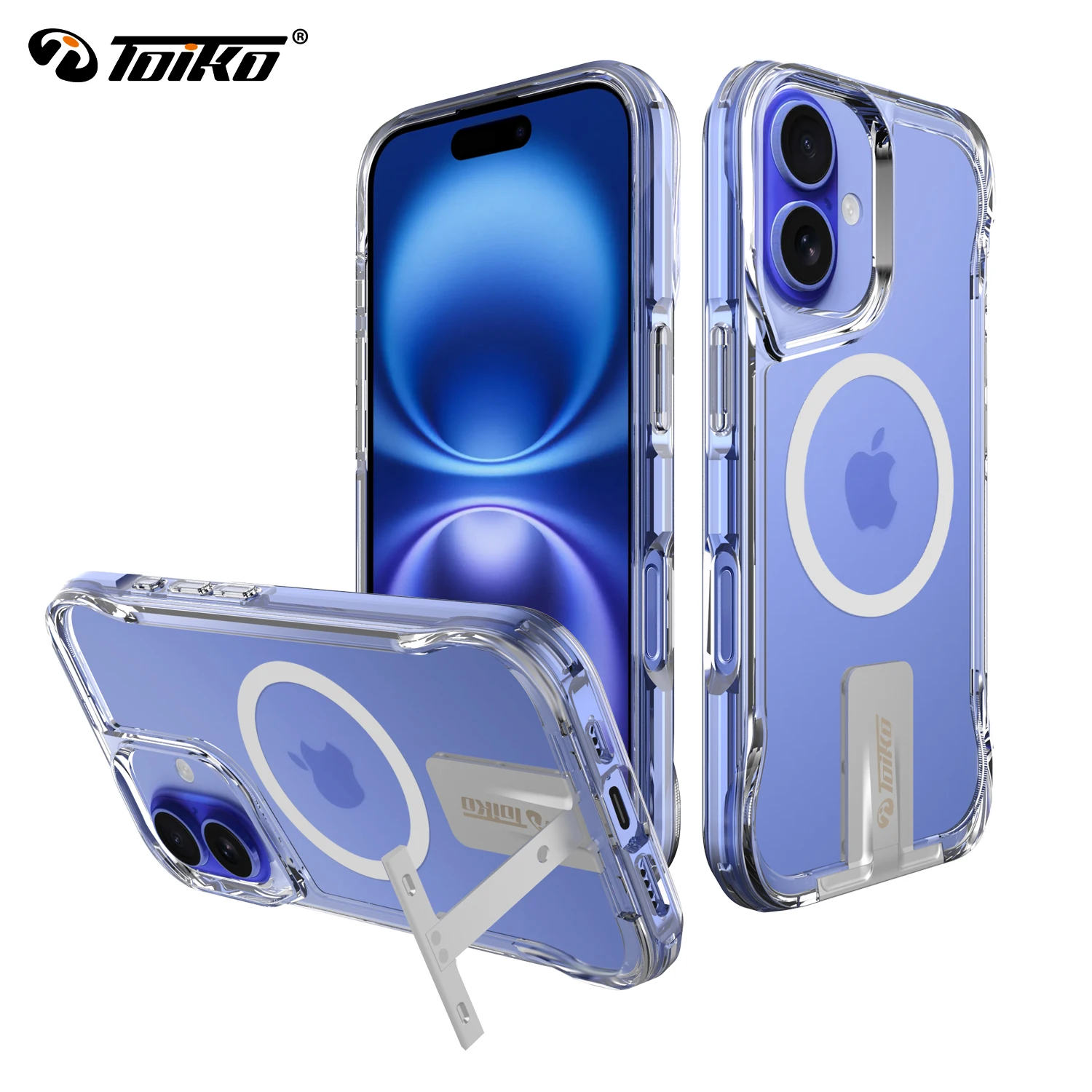 TOIKO Titan Clear Shockproof Kickstand Magsafe Case for iPhone 16 Pro Max Plus Wireless Charge Magnetic Shell Hybrid Armor Cover