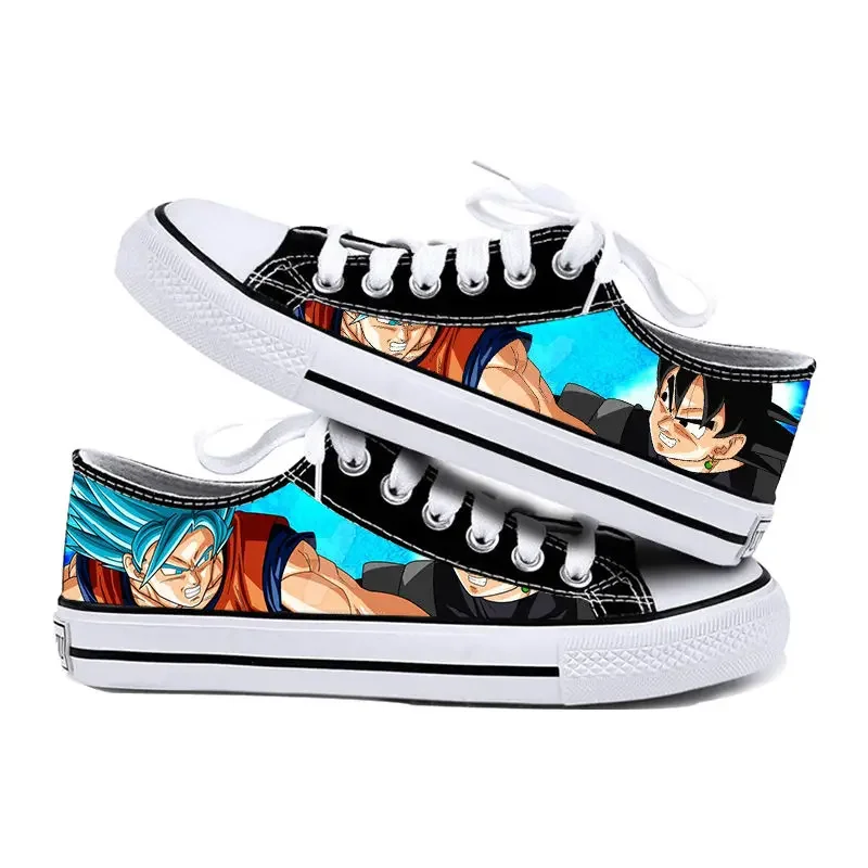 Dragon Ball Son Goku Men\'s Canvas Shoes Anime Super Saiyan Low Upper Vulcanized Shoes Casual Student Sneakers Plimsolls Vegeta