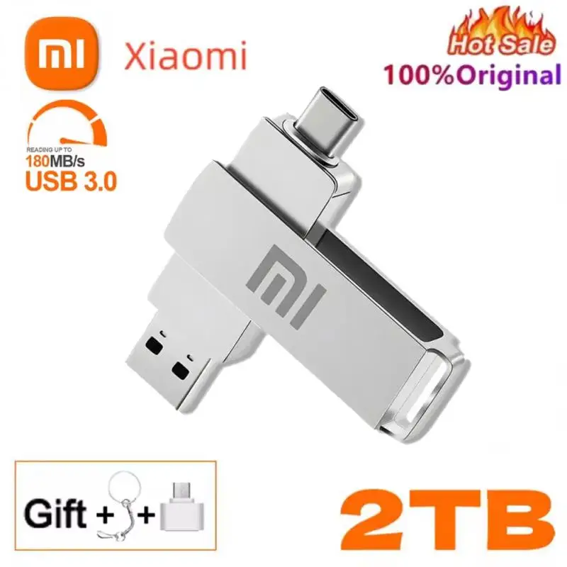 XIAOMI-unidad Flash USB 3,1, PenDrive de 2TB de alta velocidad, 1TB de Metal, resistente al agua, tipo C, para dispositivos de almacenamiento de ordenador