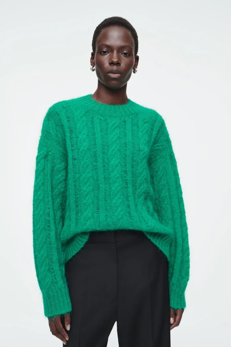 XIMIAN APPAREL 2026 YAZHIMEI spring new style of Women's casual green mohair blend twist knit sweater