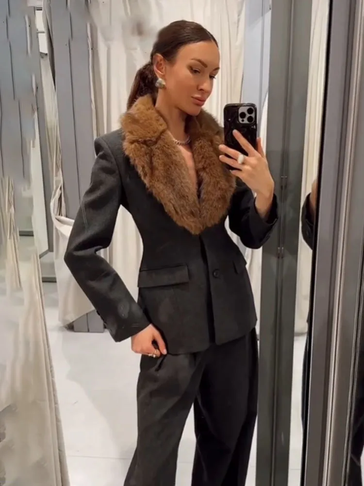 

HH Woman Spring Street Style Blazers Solid Pockets Long Sleeves Single Breasted Female Fashion Casual Turn-Down Collar Coats