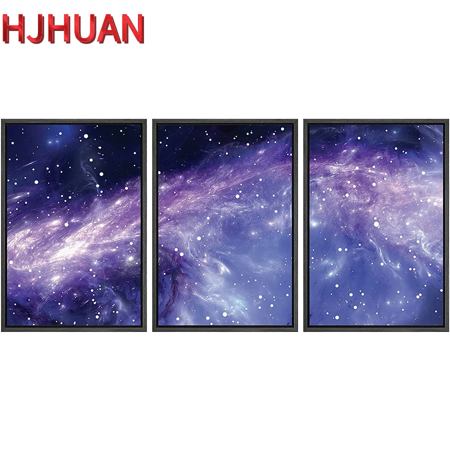 

3pcs beautiful starry sky round diamond painting kit cross stitch mosaic diamond embroidery home decoration new year gift