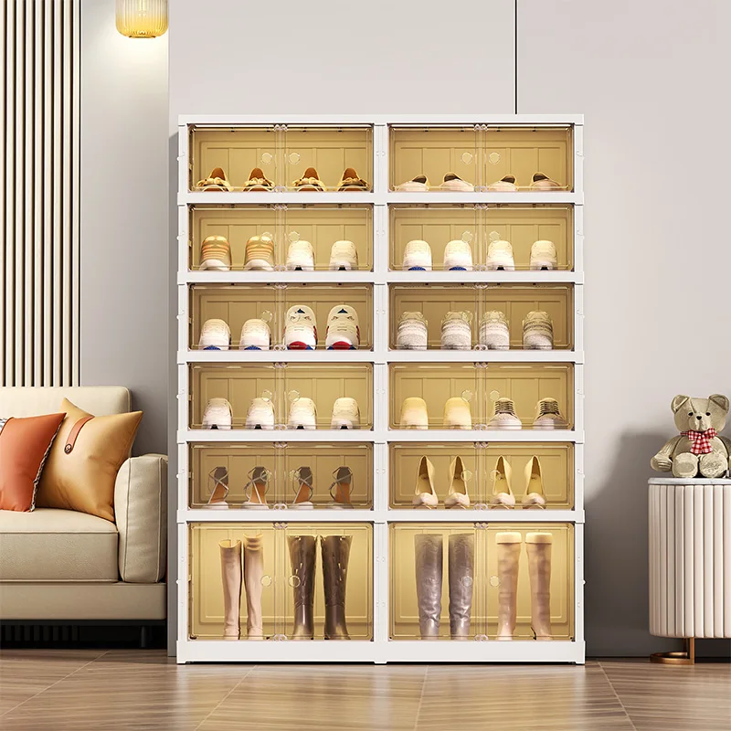 6-story shoe storage cabinet can accommodate 24 pairs, portable shoe rack storage rack foldable shoe cabinet large storage box