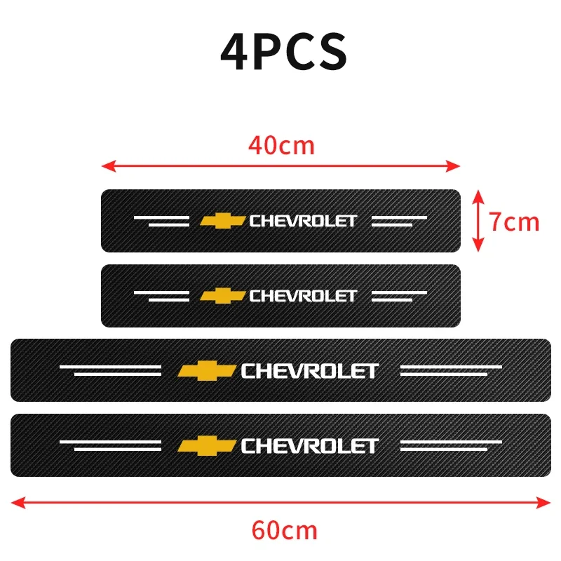 4Pcs Car Logo Door Sill Welcome Pedal Sticker For Chevrolet Cruze TRAX Aveo Lova Sail EPICA Captiva Malibu Volt Camaro Cobalt