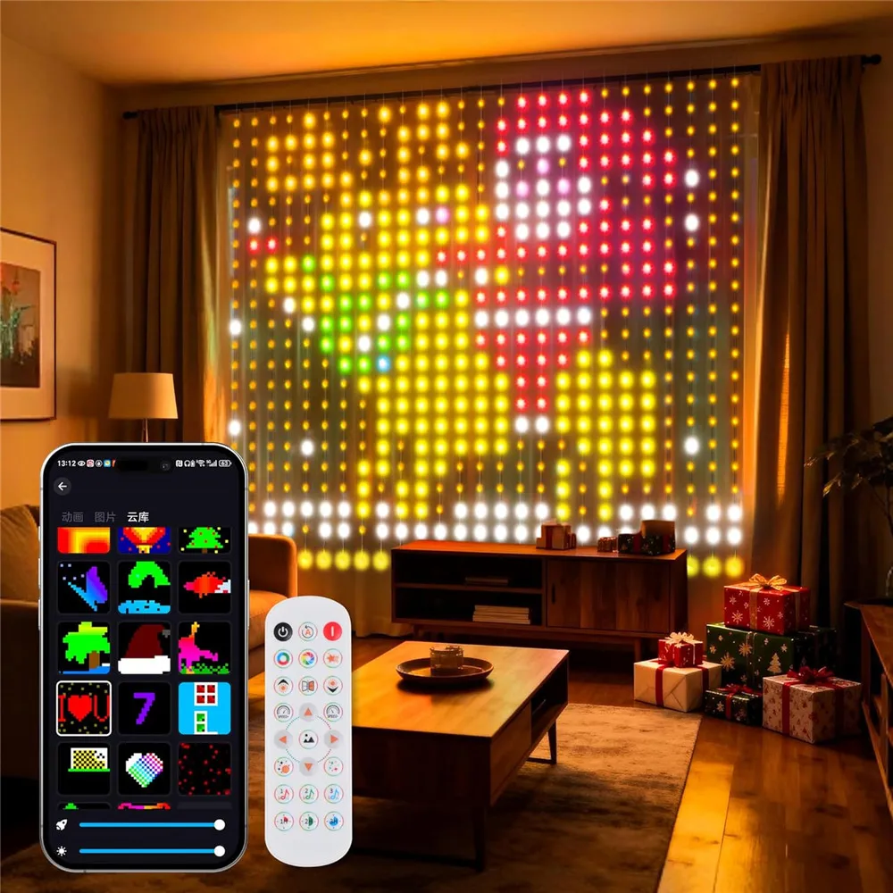 400-800 LED أضواء الستار الذكية سلسلة أضواء مع التطبيق التحكم عن بعد الموسيقى مزامنة عيد الميلاد الستار سلسلة أضواء الجنية في الهواء الطلق #1