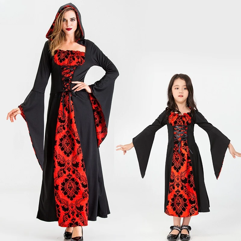 

Medieval Costumes Halloween Girls Costumes Witch Vampire Cosplay Parent-Child Performance Drama Stage Costumes