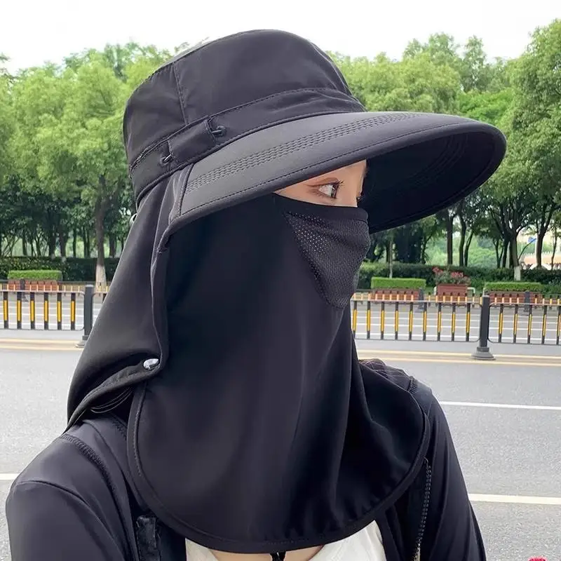 Women's Summer Outdoor Sun Hat Full-Round UV Protection Breathable Face Cover Ne Protector One-PC Hat Casual Sle round Top