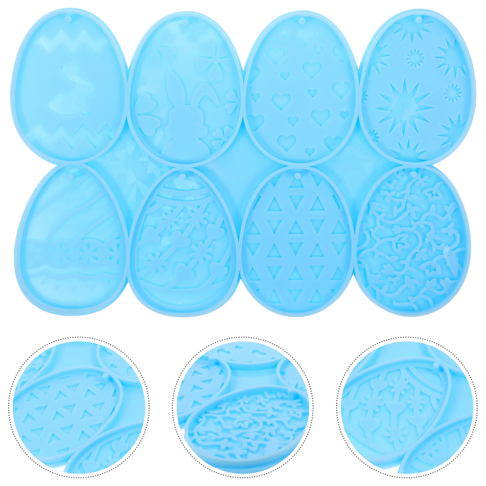 قالب بيضة عيد الفصح المجسم مفتاح معلق ديكور فريد من نوعه قلادة ساحرة DIY قوالب حلقة حرفية سيليكون أزرق قابل لإعادة الاستخدام #3