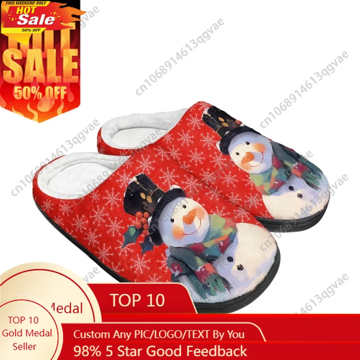

2025 New Arrival Winter Christmas Cute Snowman Home Cotton Slippers Mens Womens Teenager Plush Bedroom Keep Warm Custom Slipper