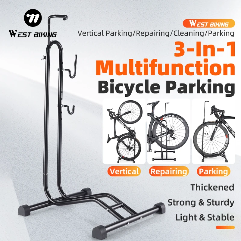 

WEST BIKING Portable Bicycle Parking Stand Rack Detachable Bike Repair Station Maintenance 3 in 1 Metal Bicycle Storage Racks