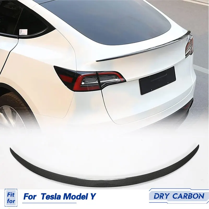 Car Rear Trunk Spoiler Wings Prepreg Dry Carbon for Tesla Model Y Sport Utility 4-Door 2019-2023 Rear Spoiler Boot Lid Wing Lip