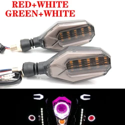 Universal Motorcycle LED Turn Signal Bi-Colour Daytime Running Water Warning Light Turn Signal Corner Light, DC12V