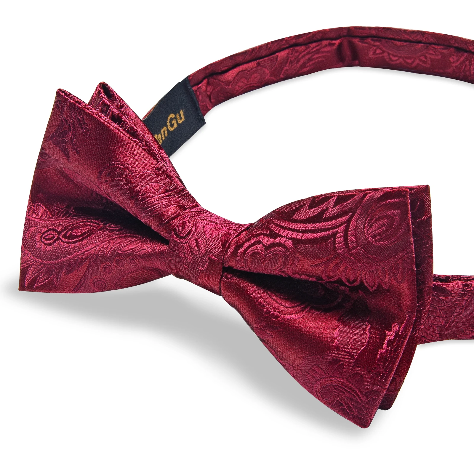 Hochzeitsfliege für Herren, klassisch rot, vorgebundene Fliege, Manschettenknöpfe, Ansteckblume, Set für Partys, Schmetterlingsknoten, Geschenk, Herren-Accessoires – Detail 9