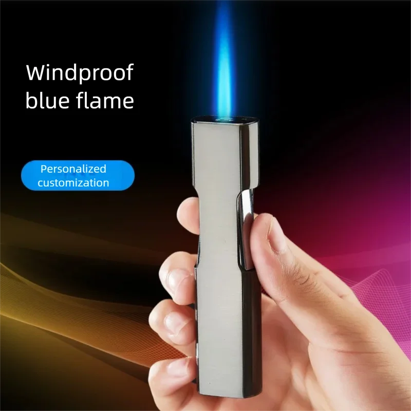 Classic Long Strip Special Offer Side Inflatable Direct Charging High Power Cigar Pipe Windproof Blue Flame Lighter