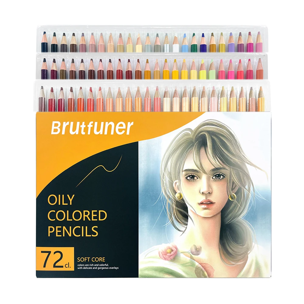 Brutfuner NEW 26/50/72 Colors Wood Skin Tone Colored Pencils Soft Core Oil Based Sketch Drawing Pencil Set Beginner Art Supplies