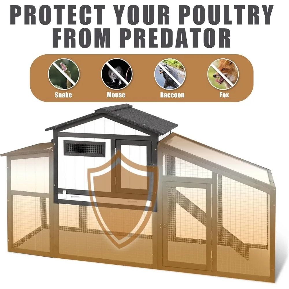 Pollo de dos pisos con ejecución, caja nido y jaula extraíble para aves de corral para 1-3 pollos, patos o conejos