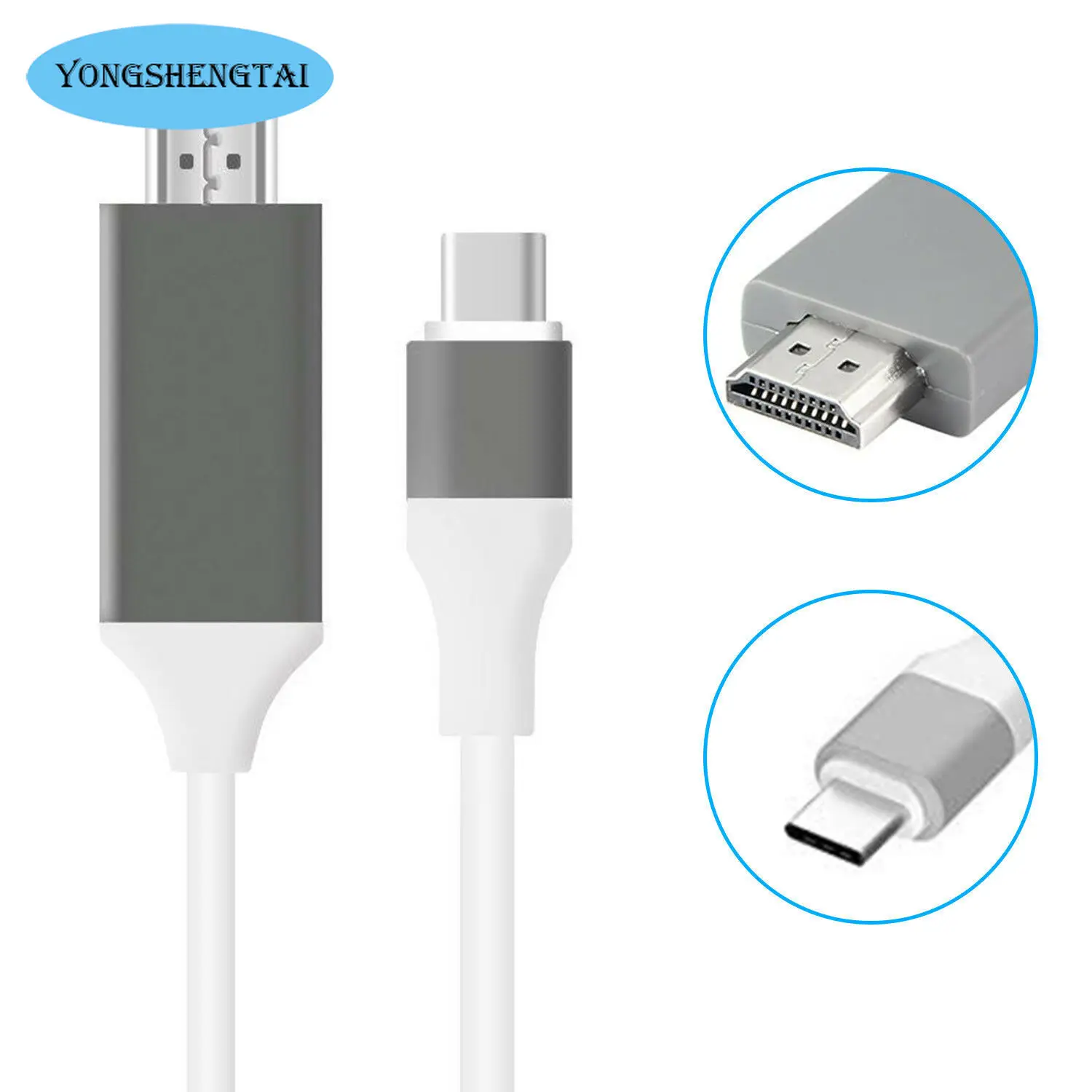 USB Tipe C ke HDMI, kompatibel 2.0 bisa 4K HD 2M Audio dan Ethernet untuk MacBook Samsung S10 Huawei Mate P20 Pro