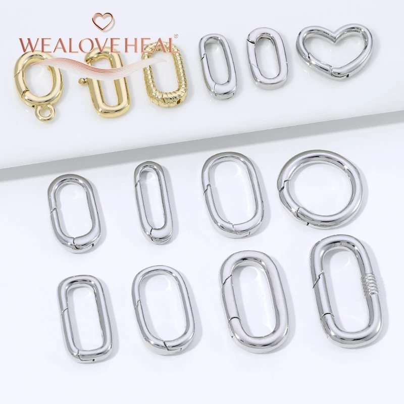 Hochwertige 18K vergoldete Messing-Karabinerhaken in Kreis-, Oval- und Herzform mit Druckverschluss für DIY-Schmuckherstellung. – Detail 21