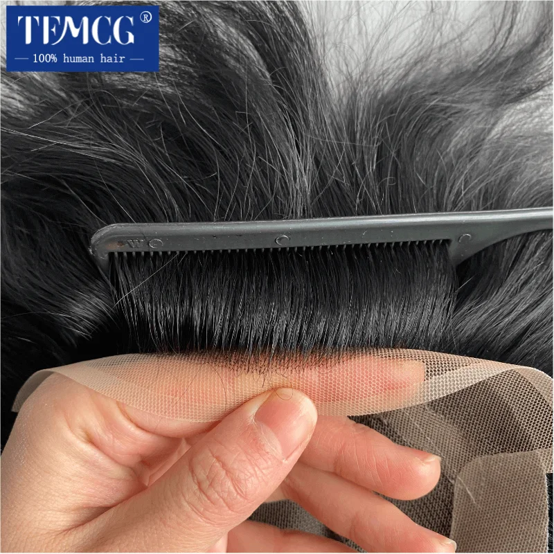 OCT-Male Hair Prosthesis Lace and Pu Base Man Wig Breathable 100% Natural Human Hair Male Wig Exhaust Systems Unit Free Shipping