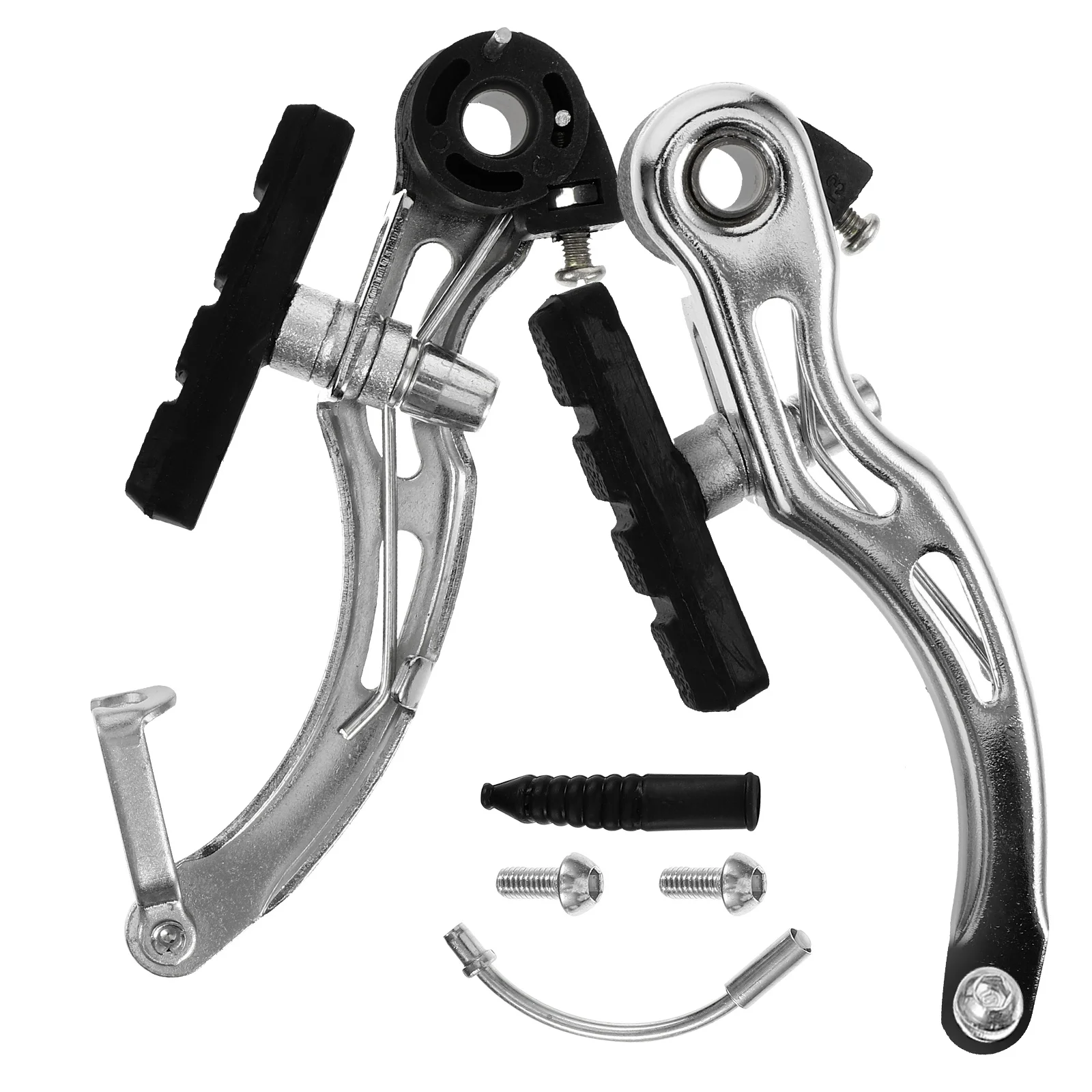 1Pair Professional Brake Calipers Aluminum Alloy Road Bike Accessories High Strength Durable Long Curved Design Improved