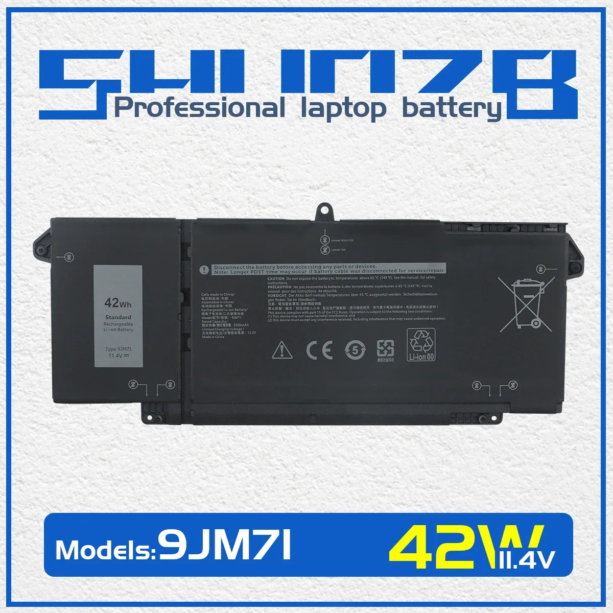 9JM71 7FMXV 4M1JN MHR4G HDGJ8 Laptop battery For Dell Latitude 13 5320 2-in-1 7520 7420 7320 1PP63 TN2GY 1PP63 11.4V 42WH