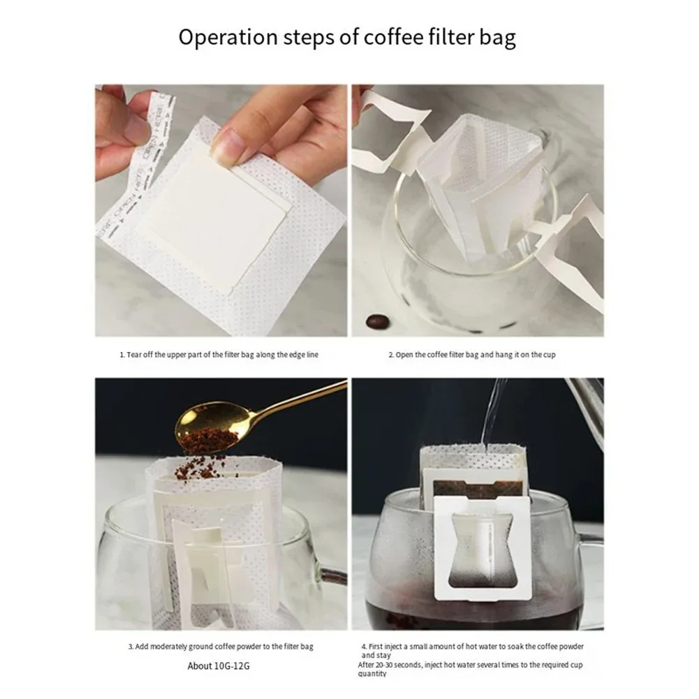 50/100/200Pcs Coffee Filter Paper Bags Disposable Drip Coffee Bag Portafilter Hanging Ear Espresso Coffee Accessories Tea Tool