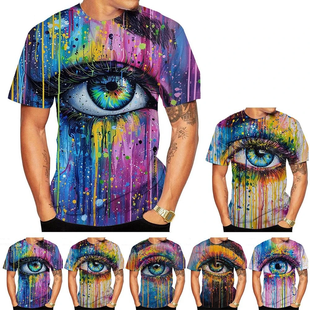 Street Fashion Definition - Kaus Leher Bulat Pola Mata Warna-warni