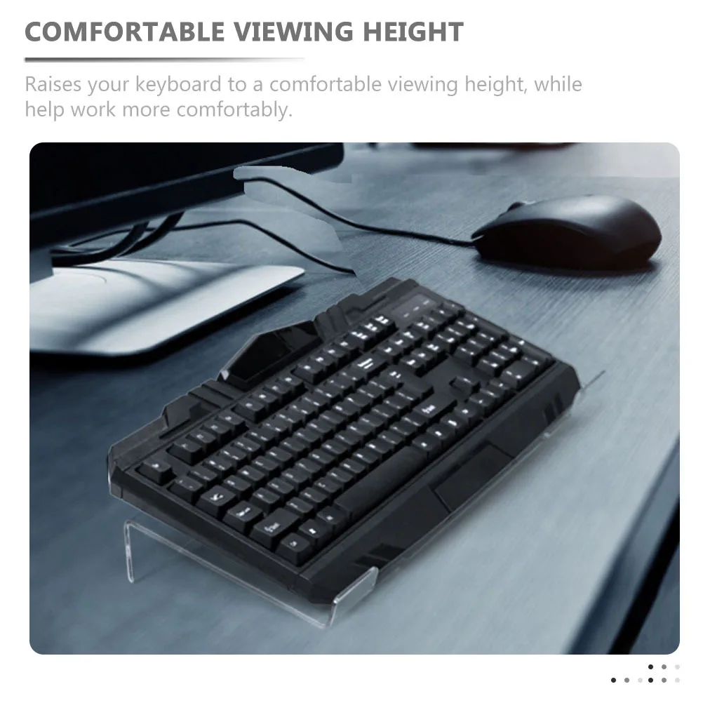 Dudukan Keyboard Akrilik Permukaan Halus Kuat Penyangga Keyboard Ergonomis yang Dapat Dimiringkan dan Ditinggikan untuk Perlengkapan Komputer Kantor dan Gaming