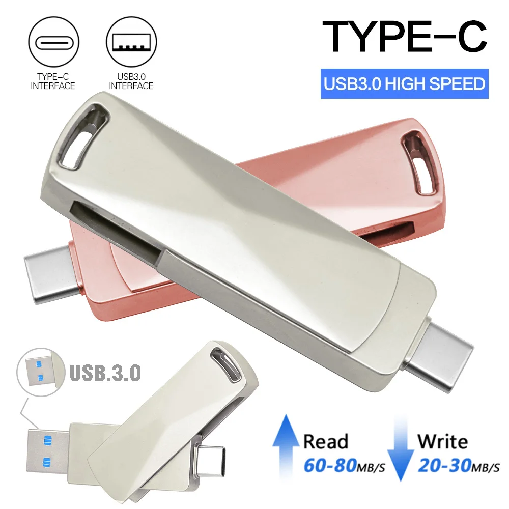 50Pcs Type C USB 3.0 flash drive 32GB 64GB 128GB for Andriods SmartPhone Memory Usb Stick 16GB 256GB Pendrive free shipping