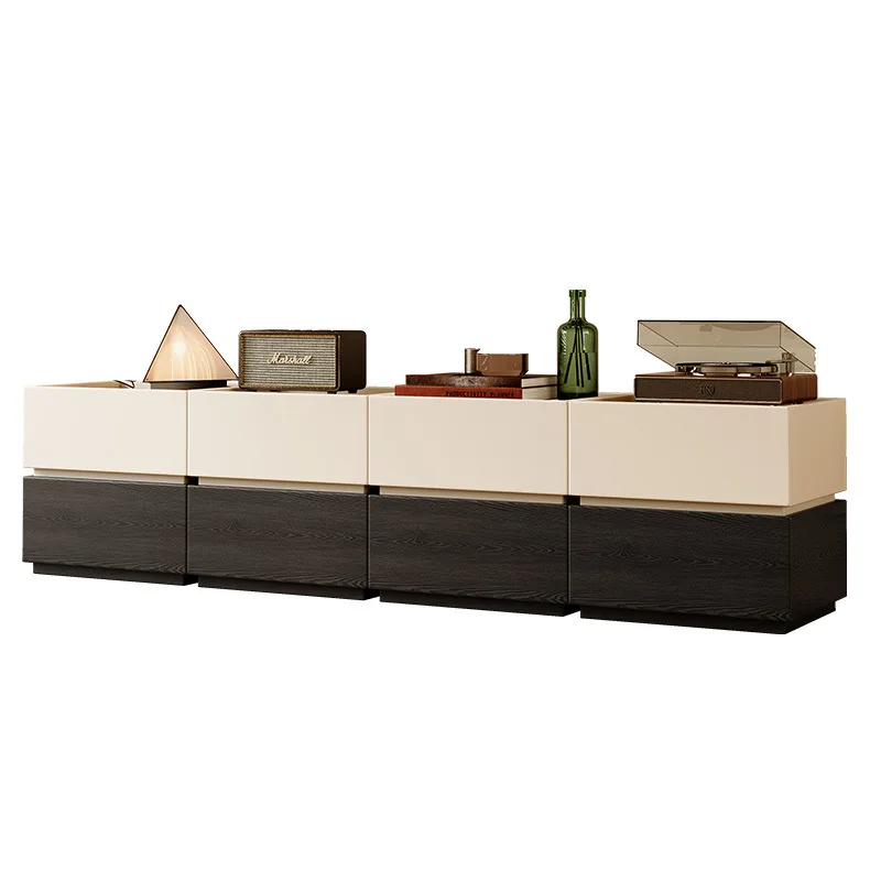 

French cream, modern minimalism, living room storage, integrated combination