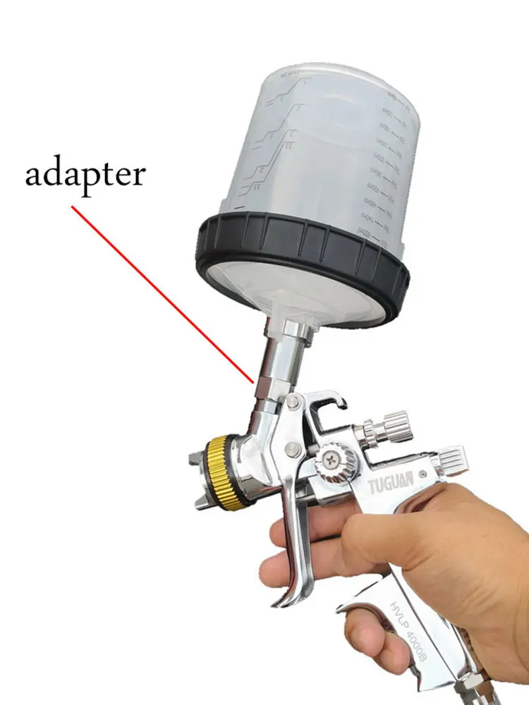 Aluminum Alloy Spray Gun Connector PPS Adapter Spray Gun Cup adapter Disposable Measuring Cup Suitable For SATA Devilbiss Iwata