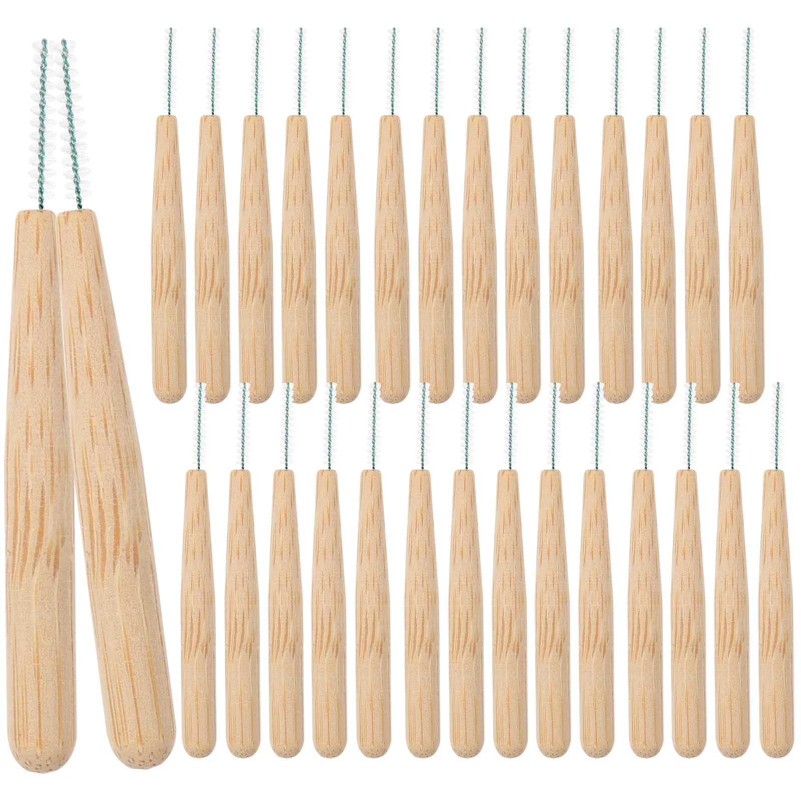 

30Pcs Interdental Cleaners Bamboo Handle Comfortable Use Oral Care Tool Teeth Cleaner Special for Braces Implants