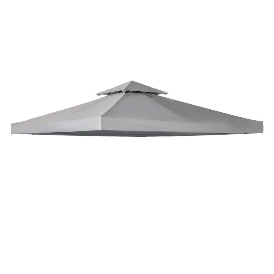

10' x 10' Gazebo Canopy Top Replacement for 2 Tier Outdoor Canopy UV Cover Pavilion Garden Patio Outdoor Light Grey TOP ONLY