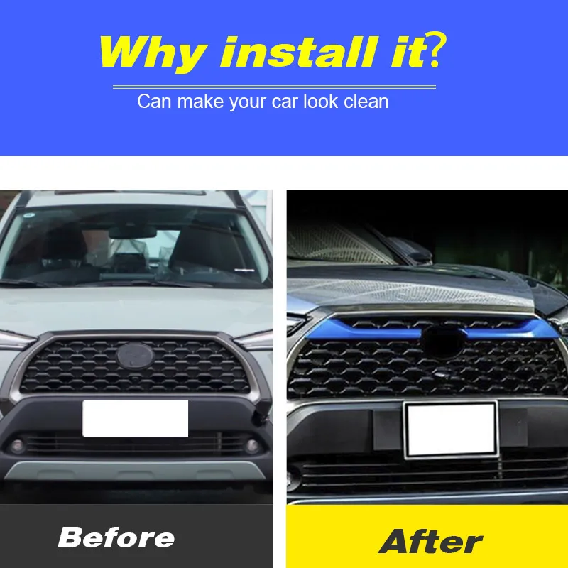 For Toyota Corolla Cross 2022 2023 2024 Body Kit Front Grille Bumper Trim Strips Chrome Exterior Car Modification Accessories