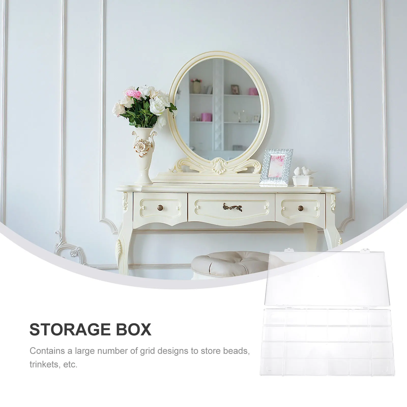 

Acrylic Storage Box Fake Nail Holder Transparent Organizer Tray False Nails Display Container Durable Plastic Classified Storage