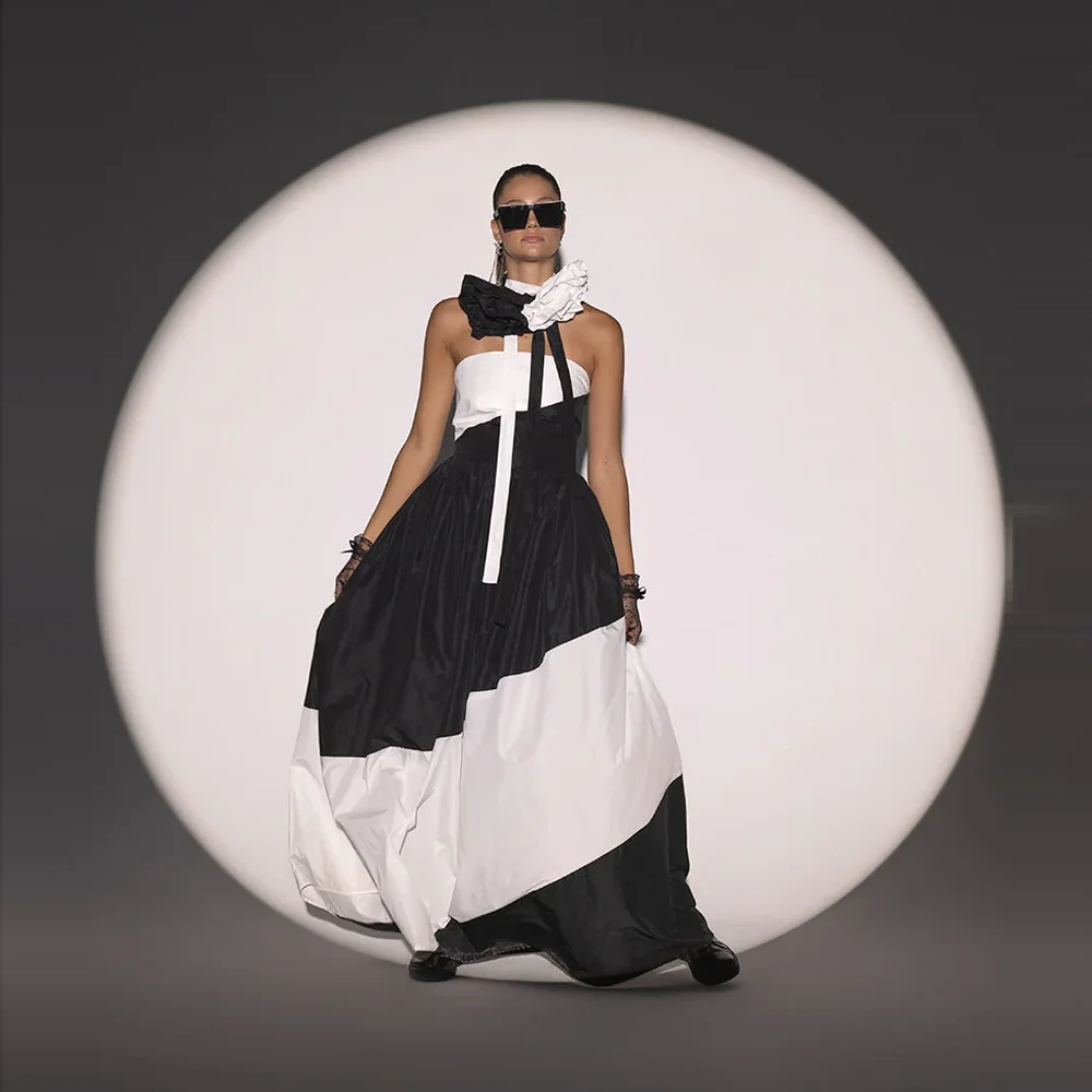 

Custom Made Maxi Skirt Zipper A Line Floor Length Long Skirt Woman Elegant Skirts Black White New Style