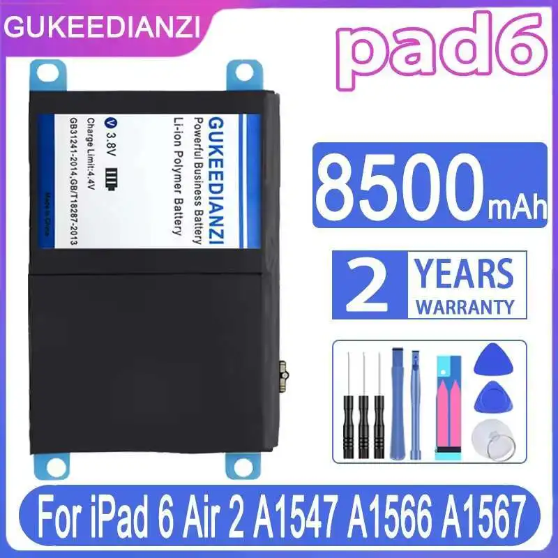 

For Apple iPad 6 Air 2 A1547 A1566 A1567 Premium Replacement 8500mAh pad6 Tablet Battery