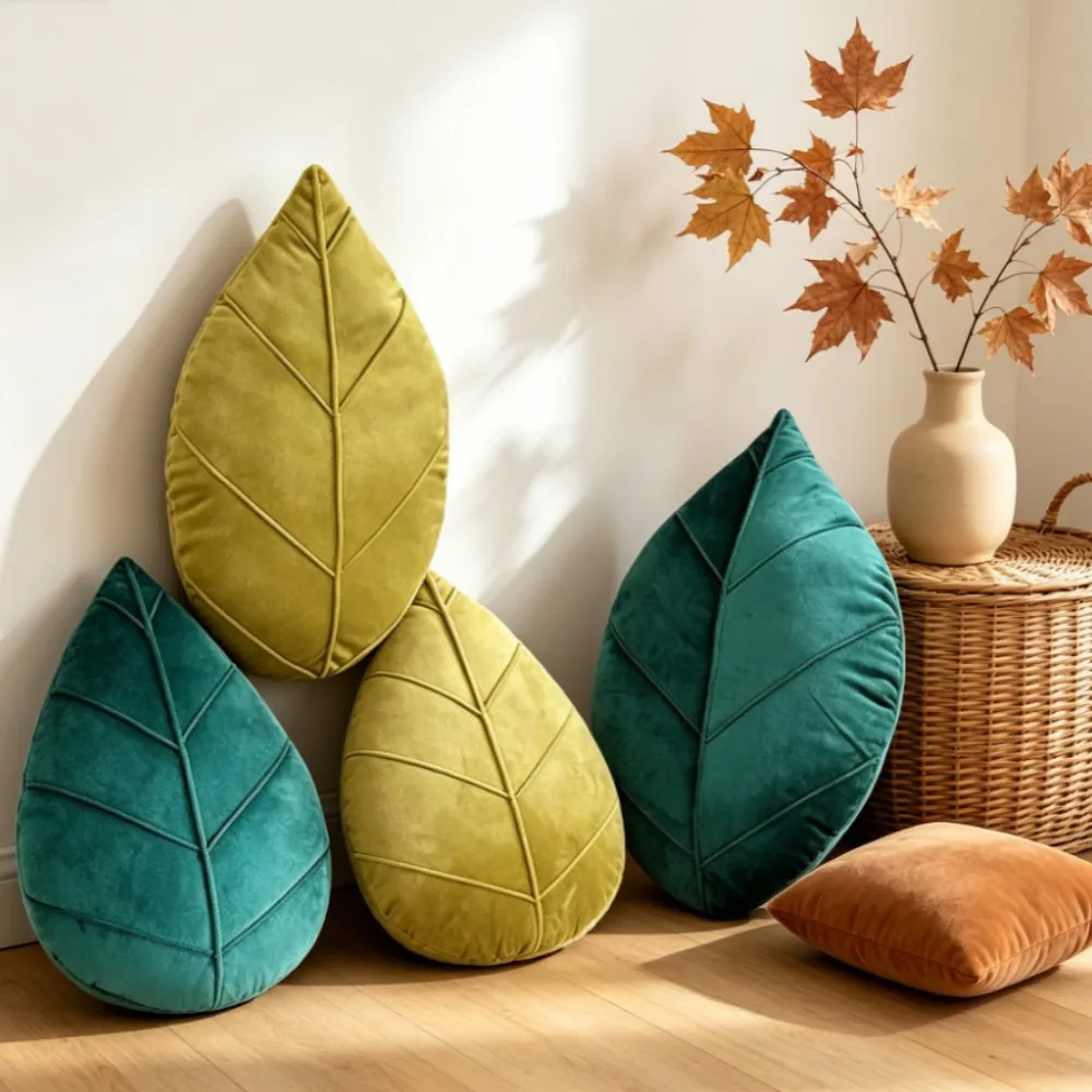 Fashion Nordic Style 3D Leaf Shaped Pillow PP Cotton Filling Skin-friendly Throw Pillow Soft Cushion Bed Room Christmas Gift