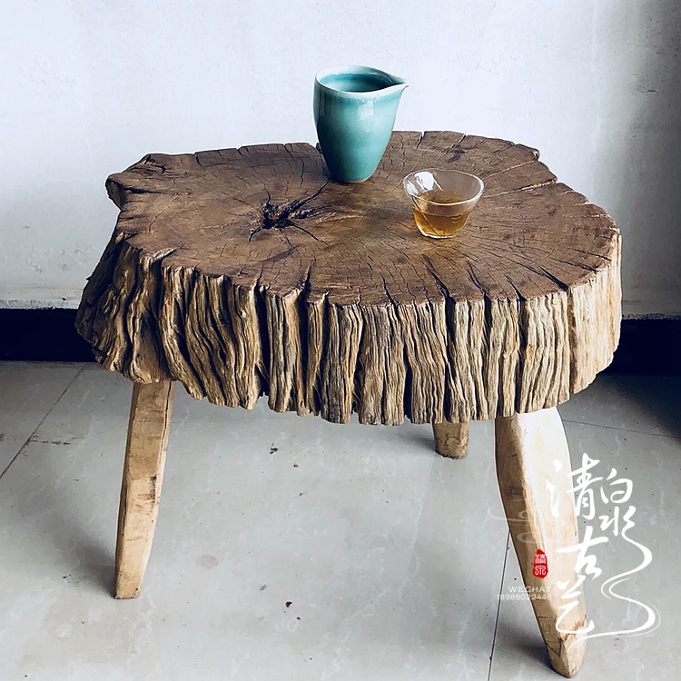 Living Room Sofa round Small Table Balcony Bay Window Tatami round Table Log Coffee Table Corner Table