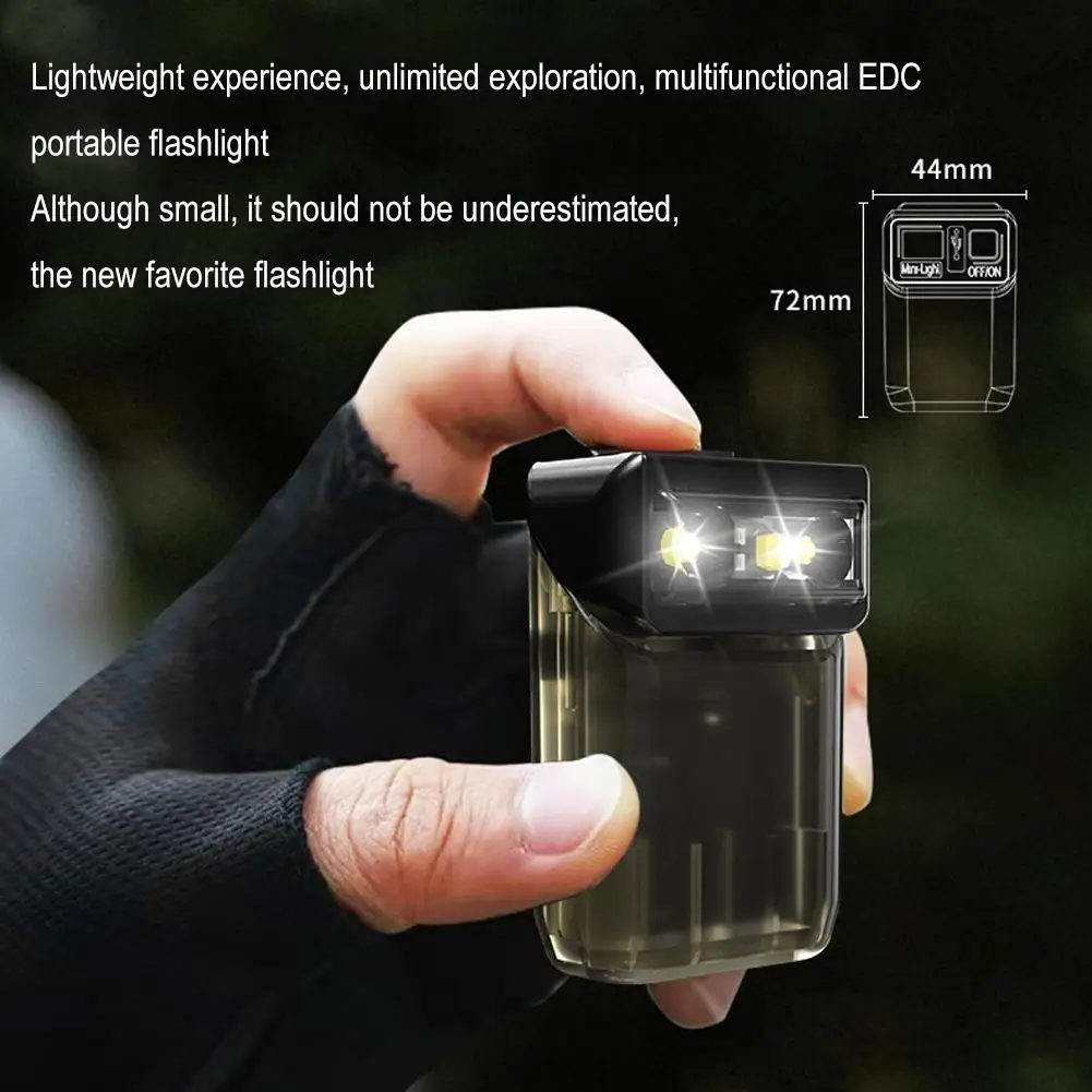 Mini Keychain LED Flashlight Portable EDC Torch USB Rechargeable Work Light With Magnet Built-in Battery Camping Pocket Lantern