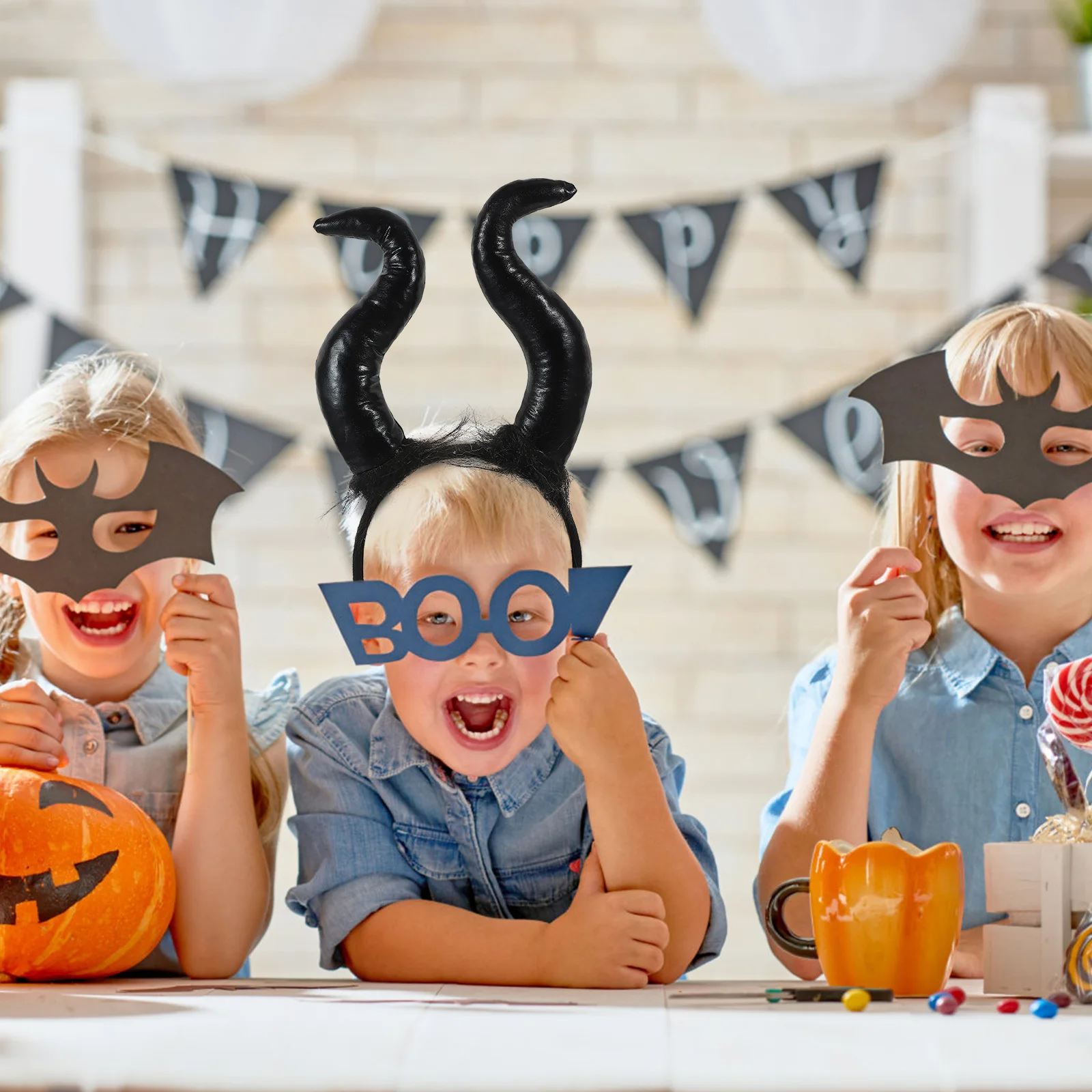 

Halloween Devil Headband Ox Horn Hairband Cosplay Party Accessory Horn Headband Decor Masquerade Carnival Prop