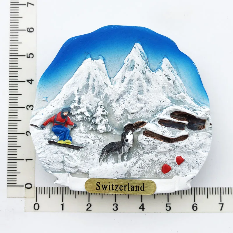 

New Swiss Snowy Mountains Fridge Magnet Cultural Landscape Message Sticker Tourist Souvenir Resin Craft Decoration