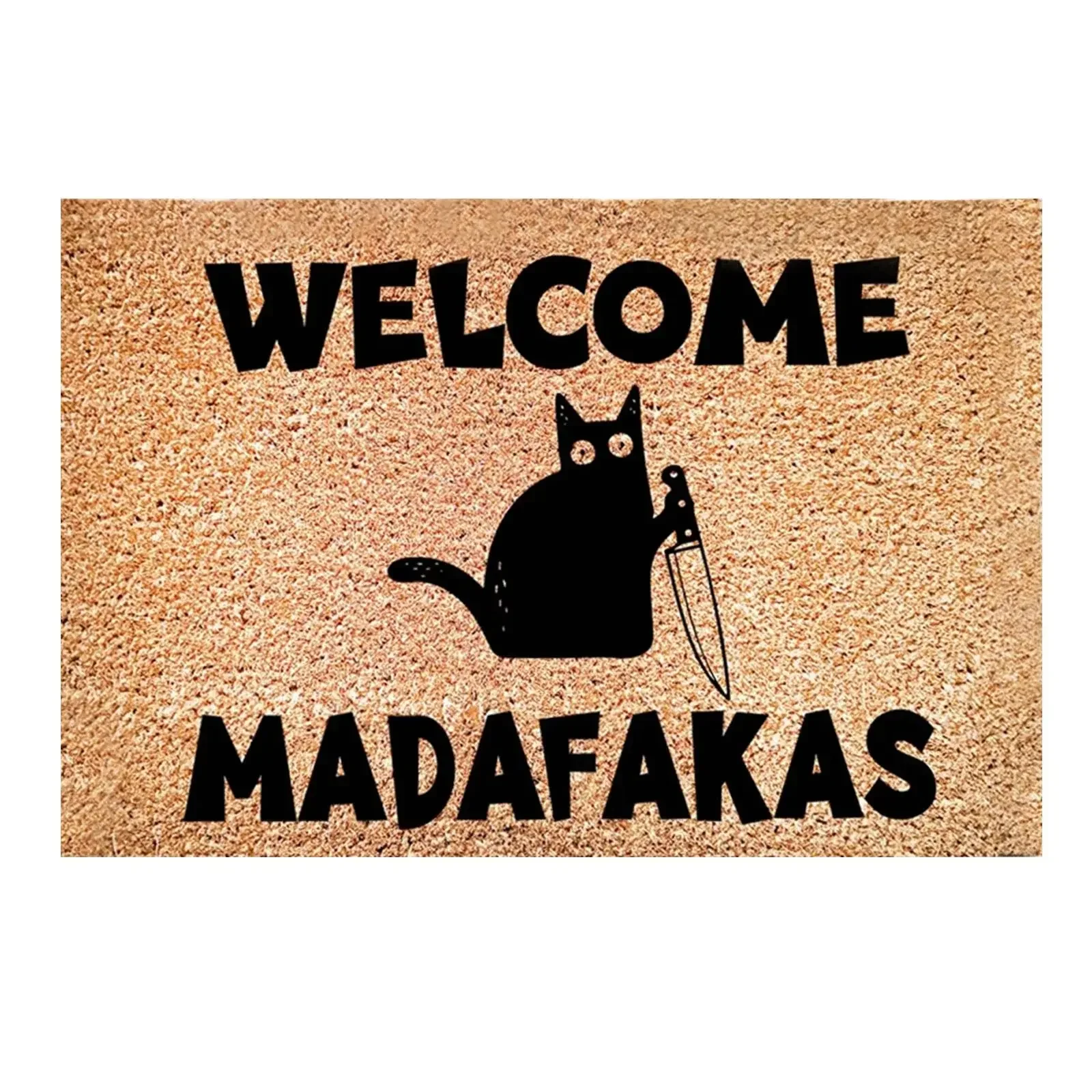 Dark Cat Welcome Madafakas Full Print Doormat Fun Doormat Home Decor Kitchen Bathroom Decor Give People Fun Gifts Fast Shipping