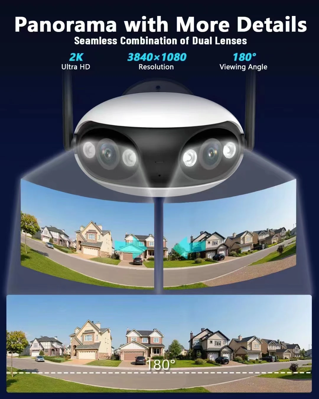 4MP iCsee APP 180 Degree Wide Angle Dual Lens IP Camera Support POE NVR Panoramic Full Color Intercom CCTV Baby Monitor
